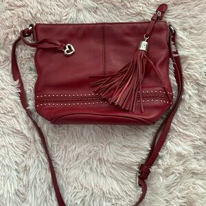 Brighton Red Shoulder Bag with Tassel and Soft Leather